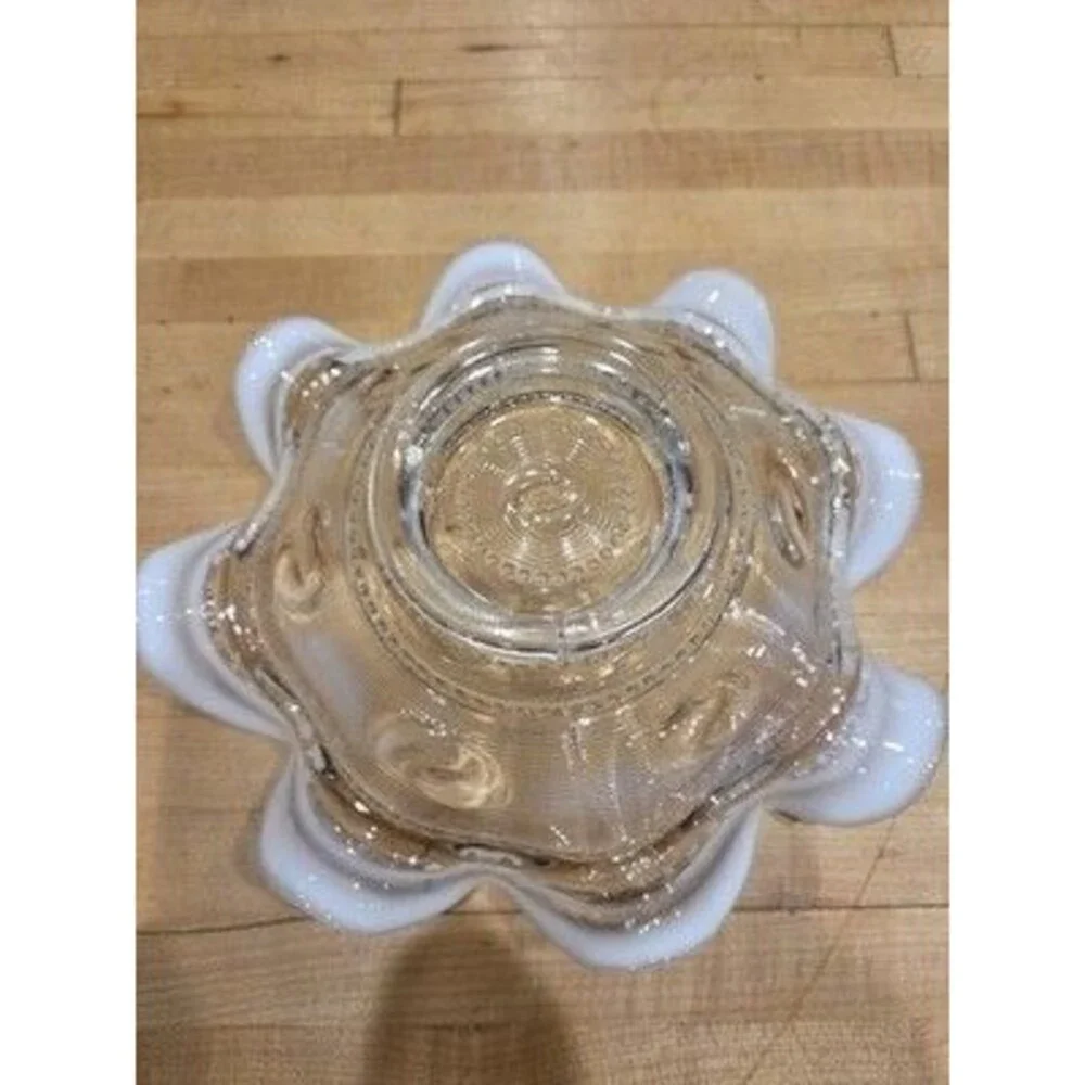 Antique Jefferson Northwood Astro Clear Opalescent Ruffled Footed Bowl 9